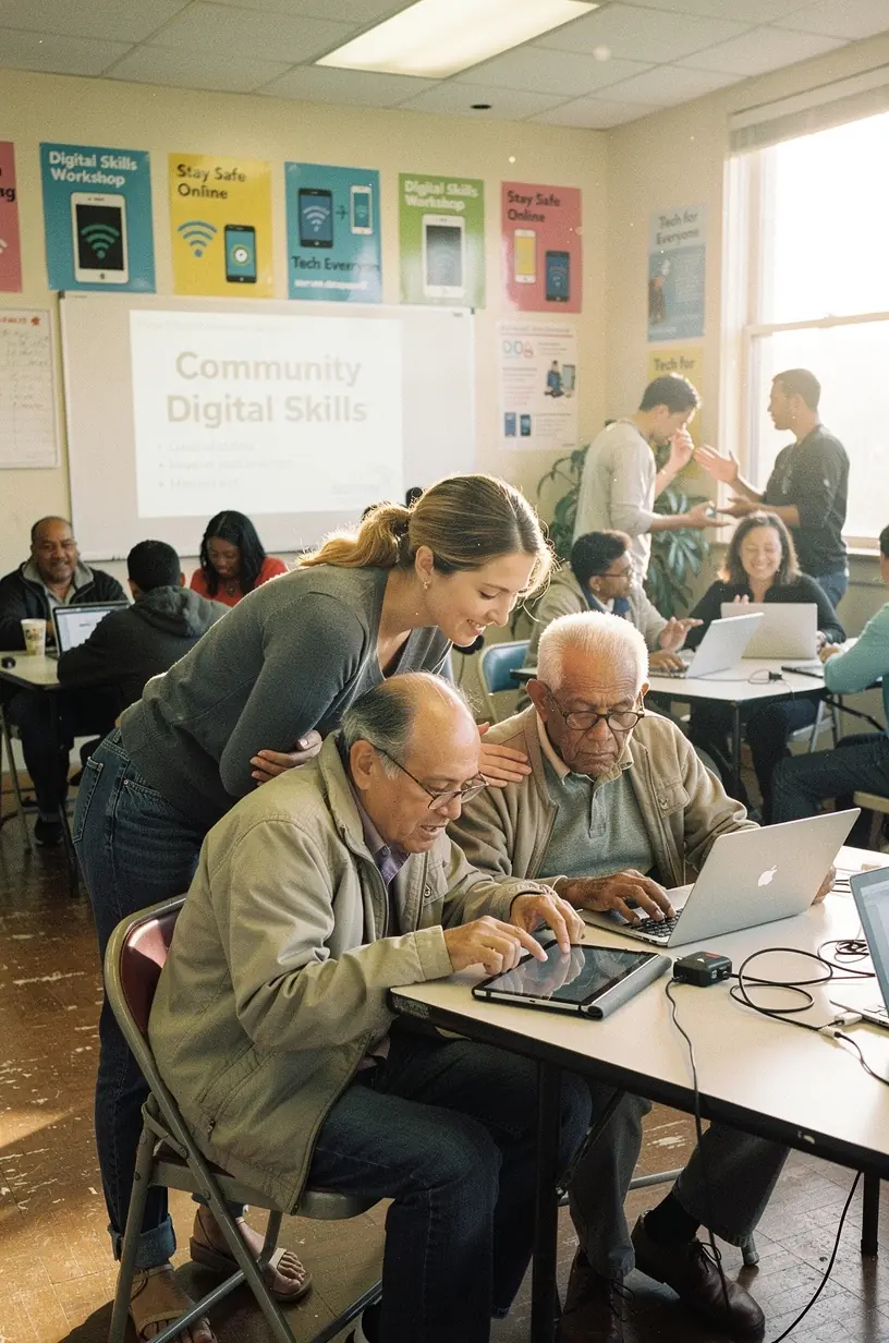 Residents participating in a digital literacy workshop.
